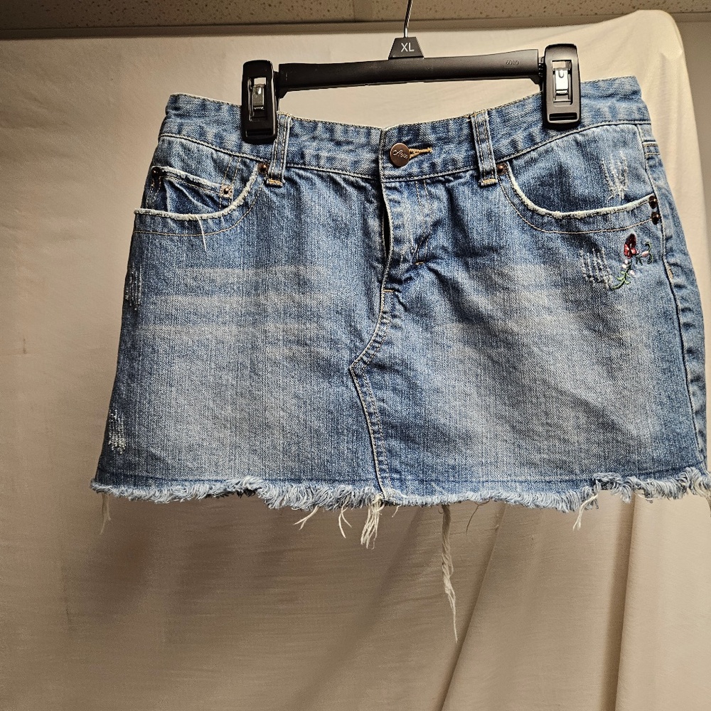 2for$20 aeropostale aero denim jean mini skirt 5/6 light blue whitewashed booty